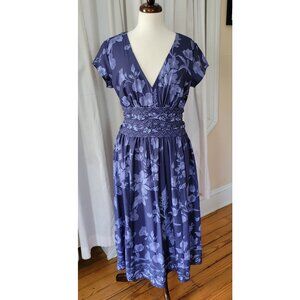 eShakti/WAYWARD FANCIES Floral print crepe pleat waist dress